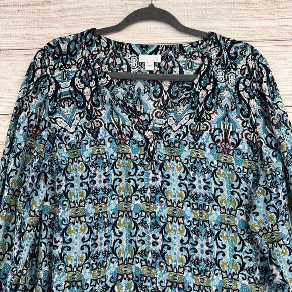 J. Jill V-Neck Floral Watercolor Tunic Blouse Women's Size Large Multicolor - Picture 3 of 12